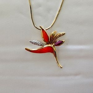 Na Hoku 14k Bird of Paradise necklace with custom coral ring
